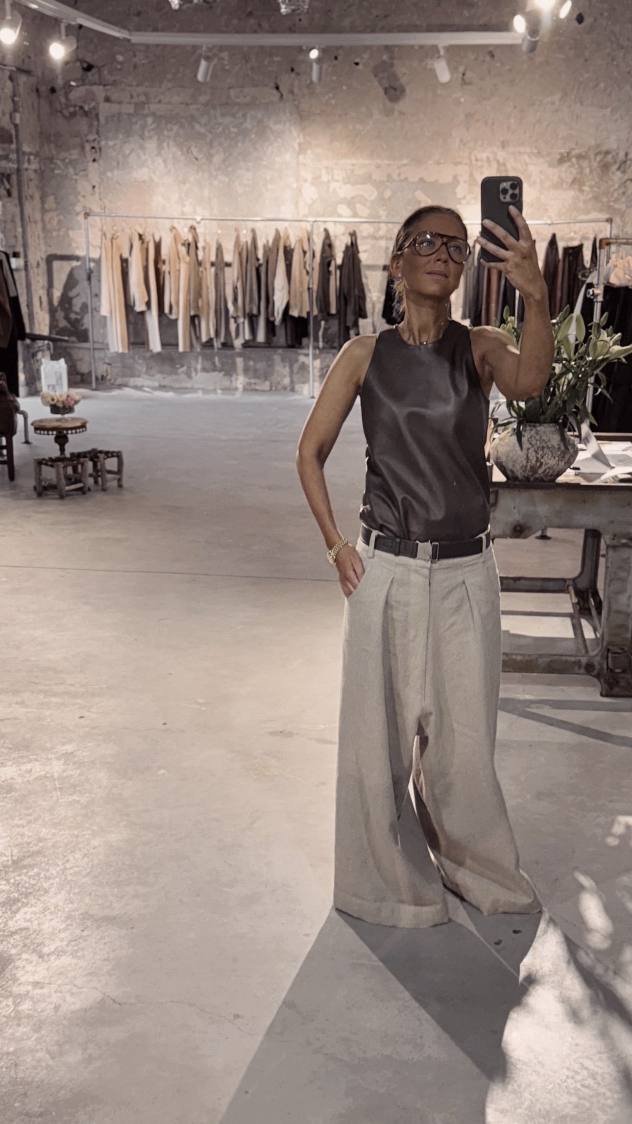 Natural linen pants