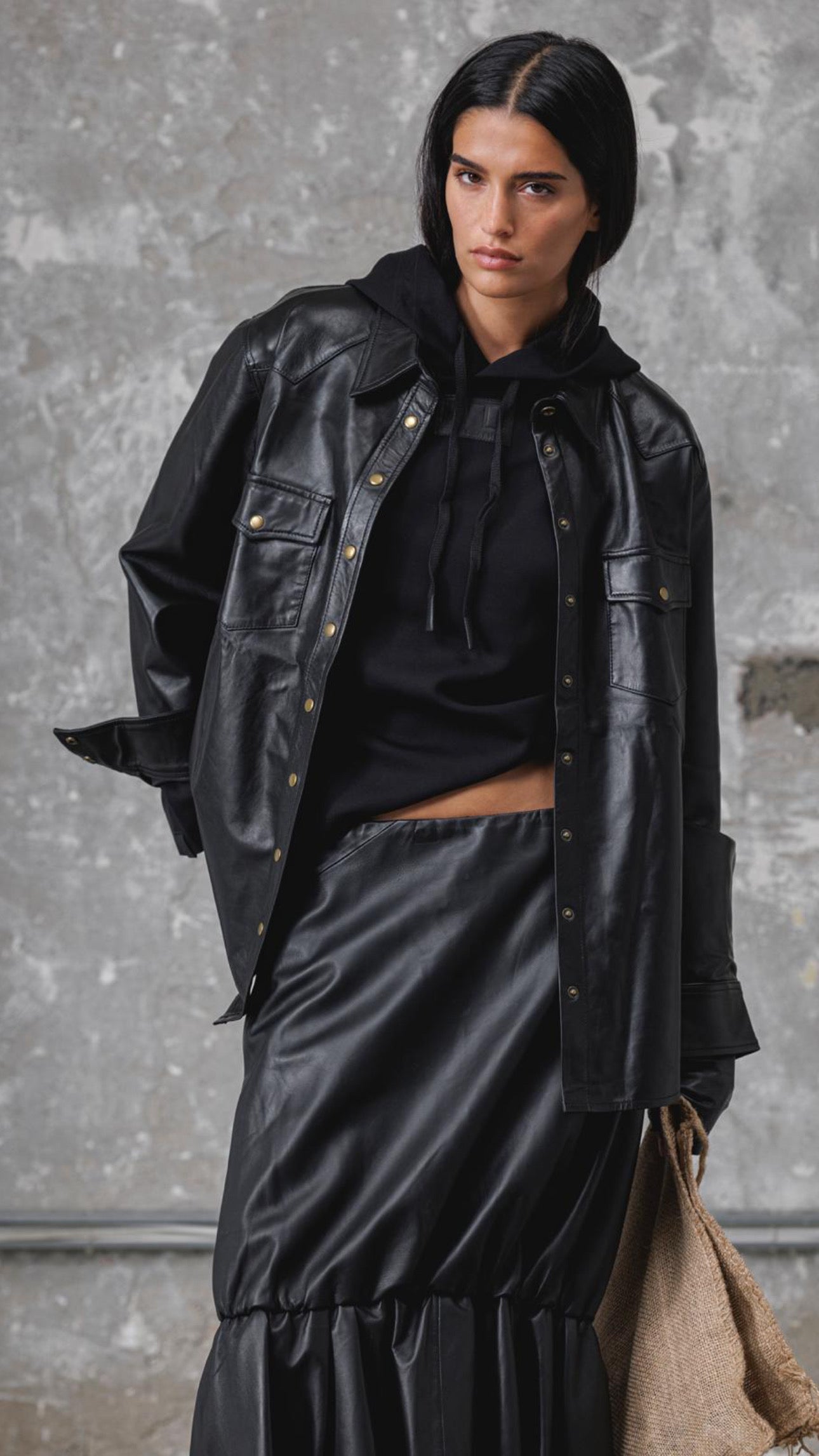 Mer leather skirt